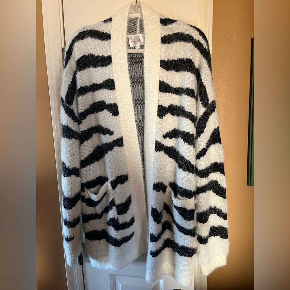 NWT: Line and Dot x Anthropologie Zebra print - Black and White Striped Cardigan